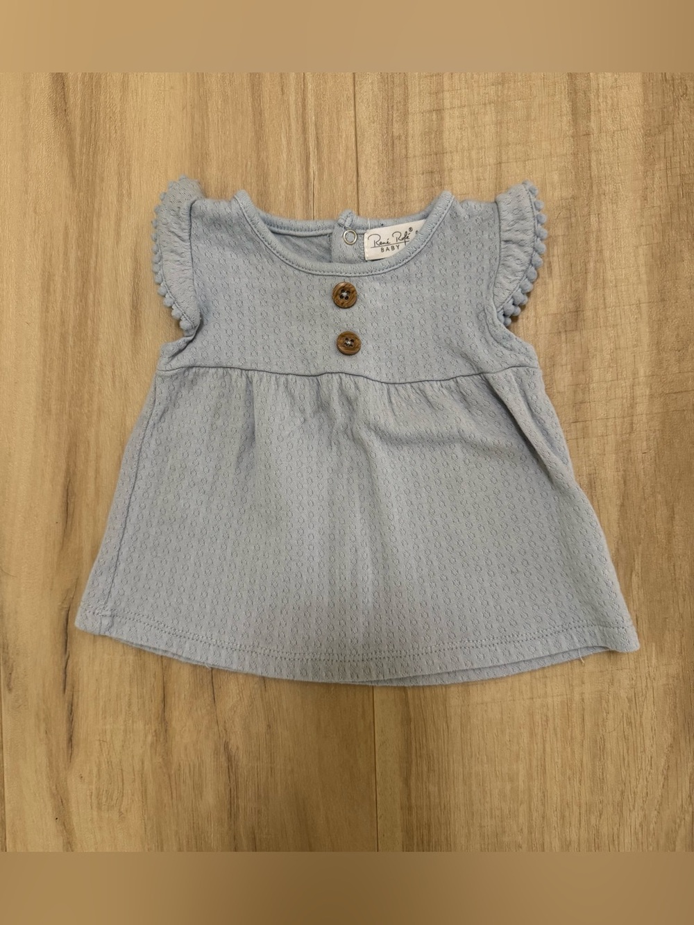 Rene Rofe Baby Light Blue Knit Flutter-Sleeve Top